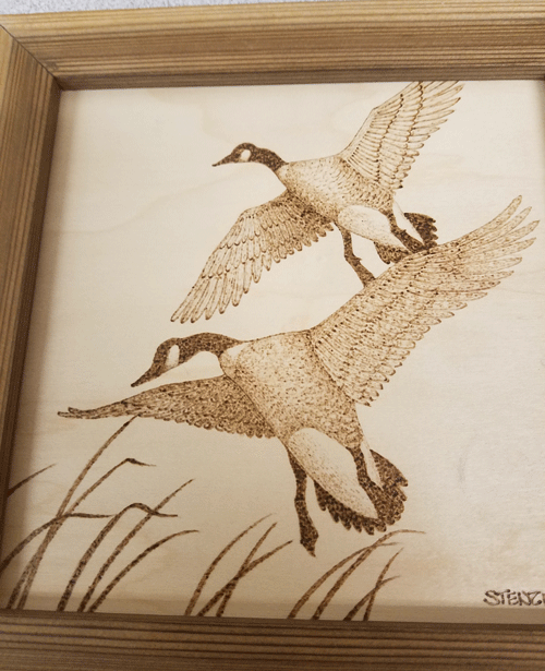 woodburned geese