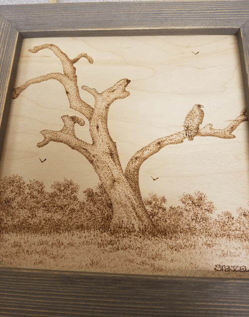 woodburned tree